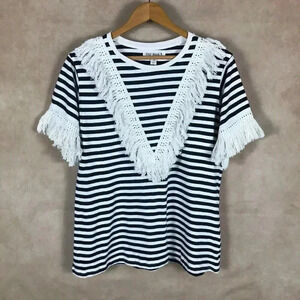 Say What Plus Size Cotton Fringe Striped T-Shirt NEW Size 1X